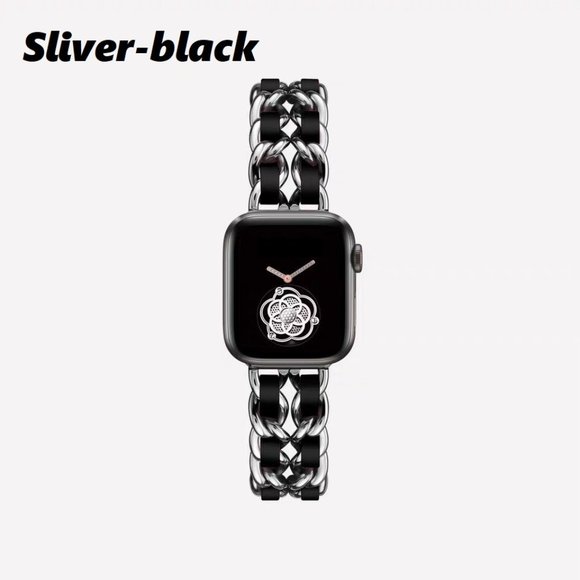 NEW Strap Chain Leather Stainless Band For Apple Watch - SB - Picture 1 of 13